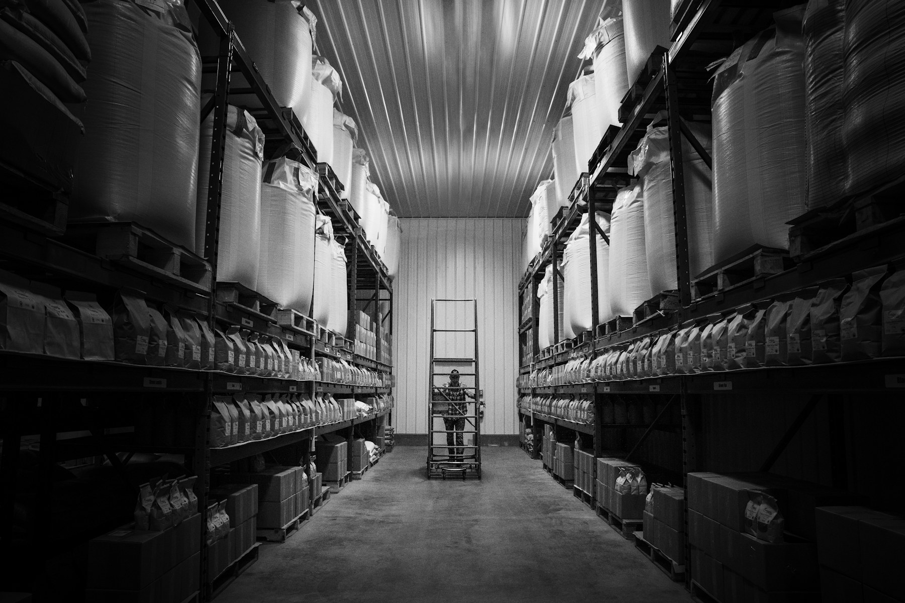 Organized warehouse storage aisles